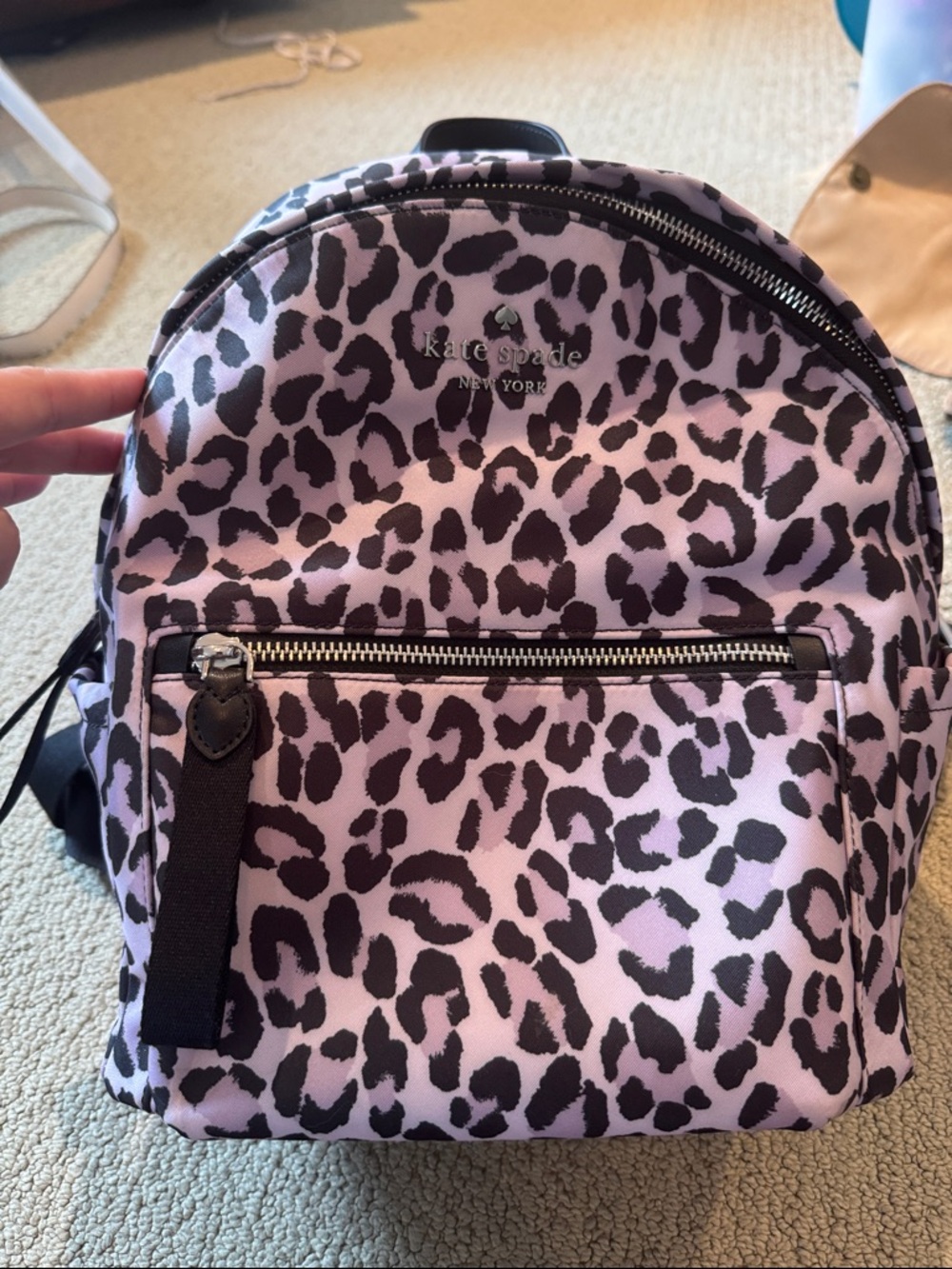 Kate spade leopard backpack
